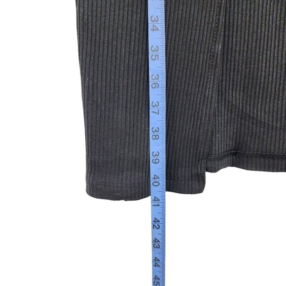 Haute Monde Black Ribbed Midi Skirt Front Zipper Detail Adjustable Slit Size M - Picture 9 of 13